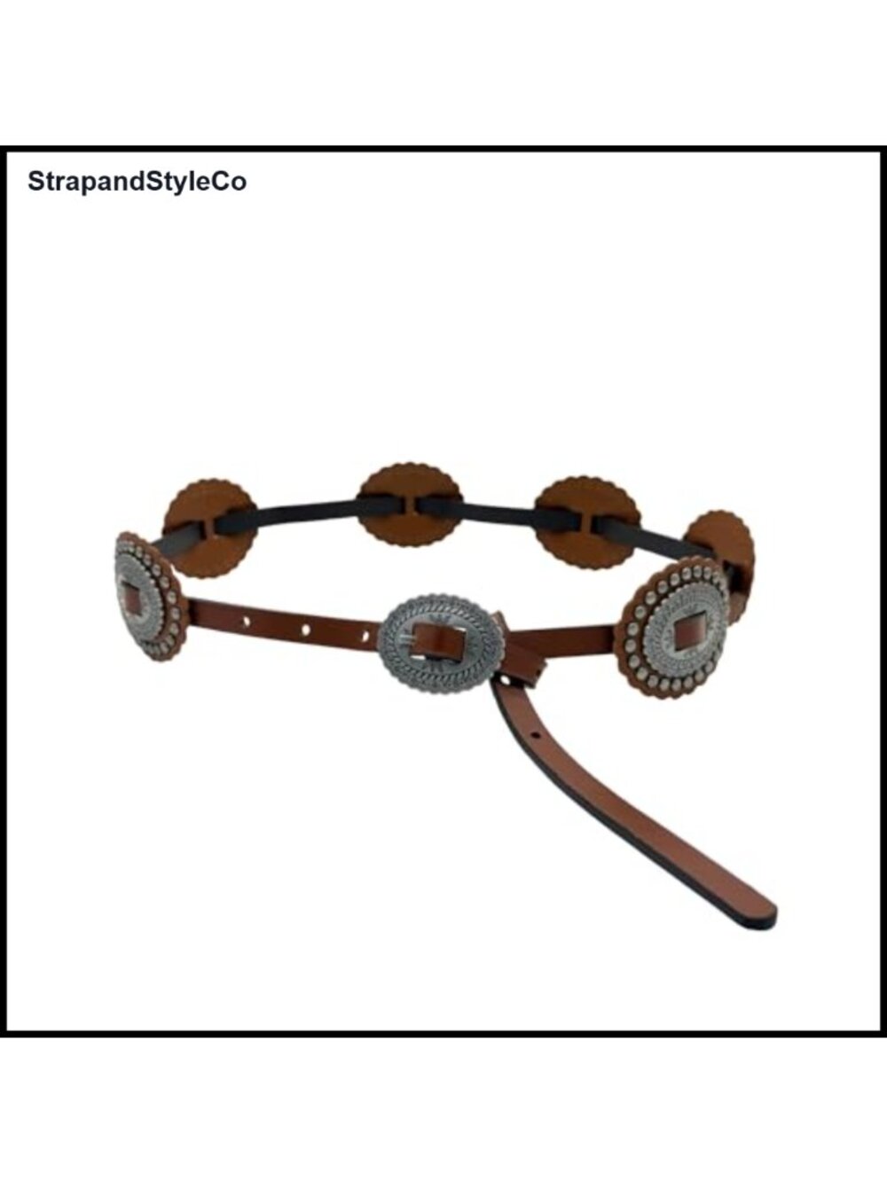 Faux Leather Western Concho Boho Skinny Belt Studded Cowgirl